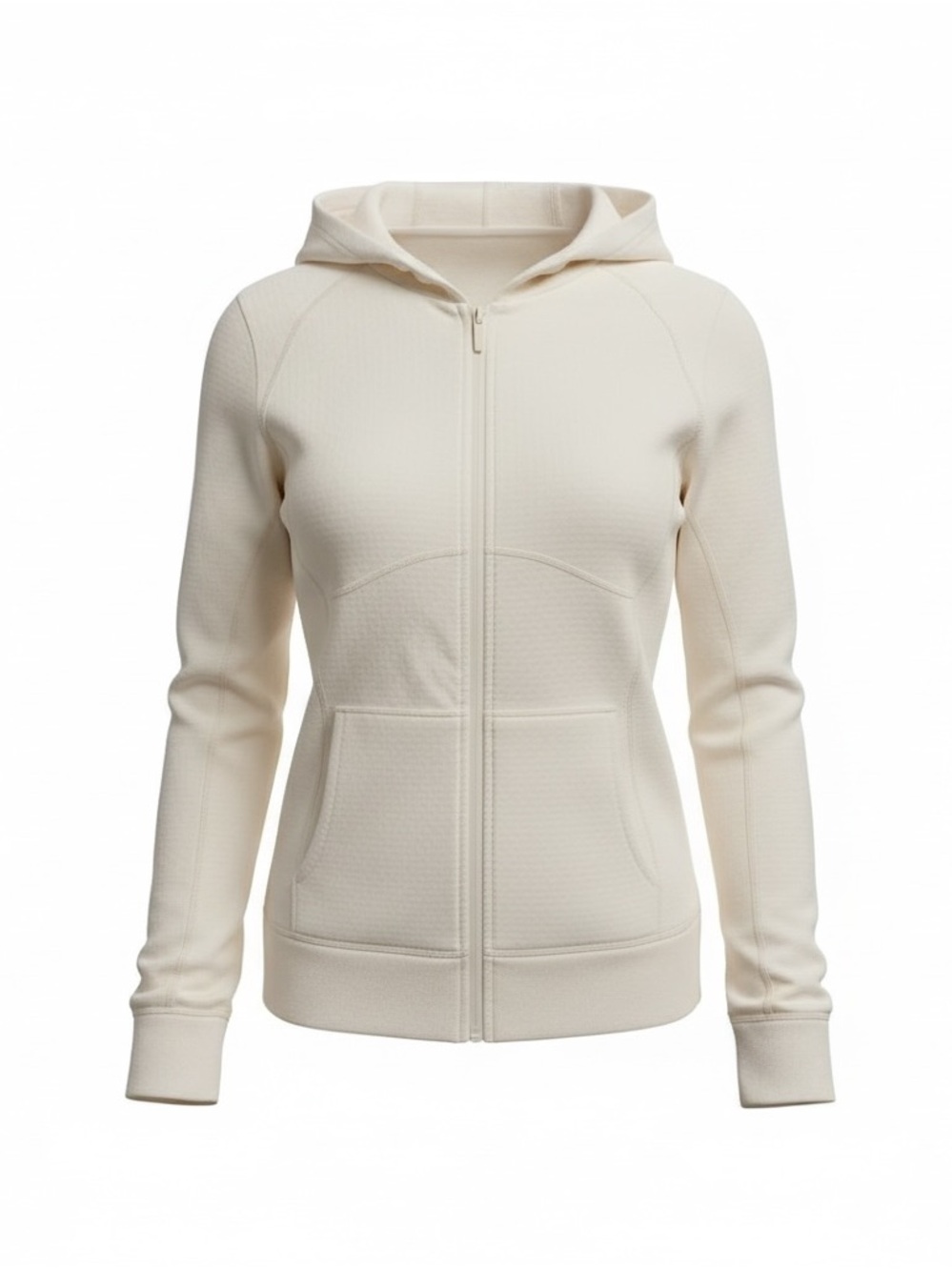 Fabletics Light Cream Zip-Up Hooded Jacket